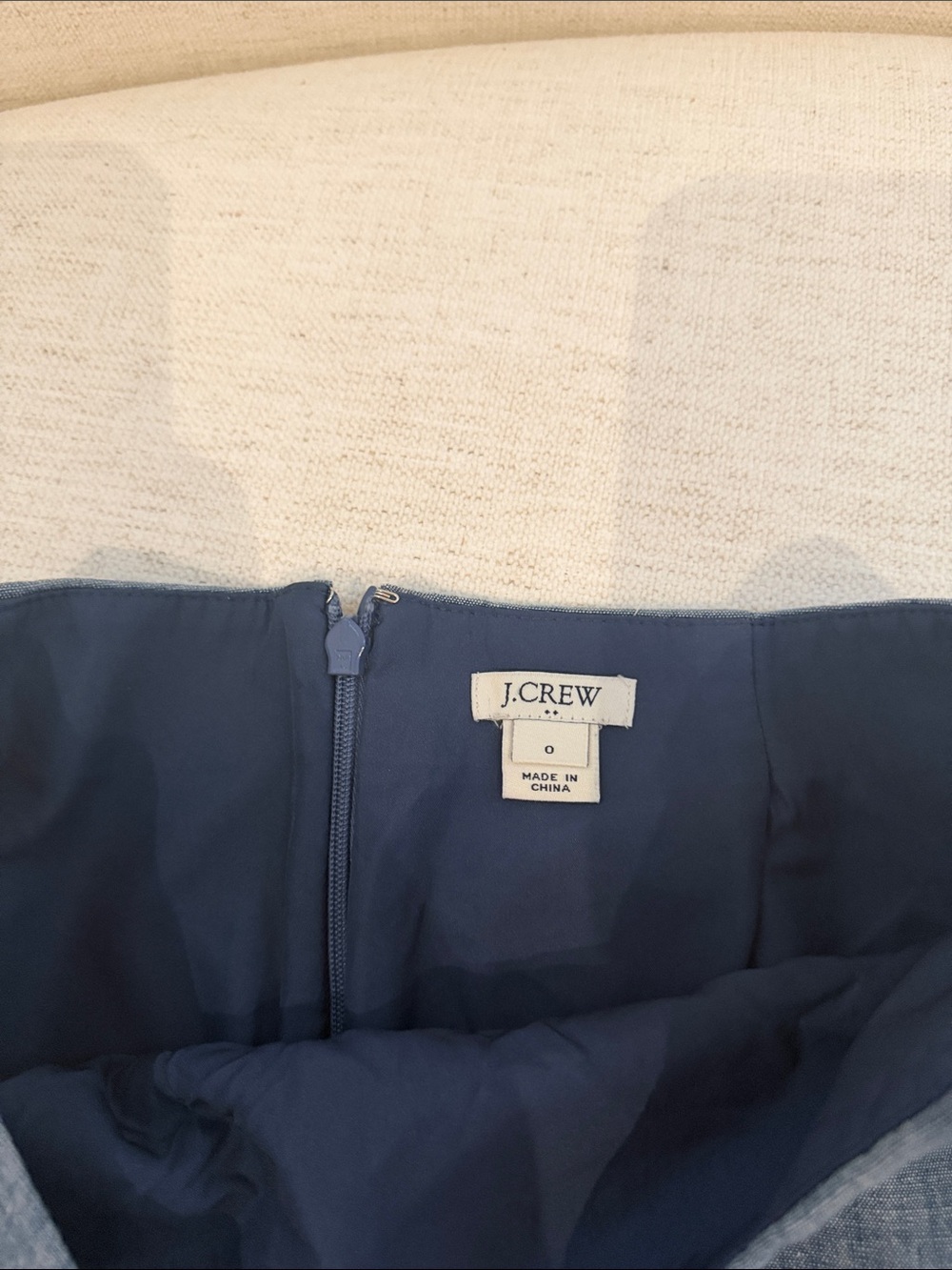 J. Crew Blue Denim Mini Skirt with Scallop Trim - Picture 2 of 5
